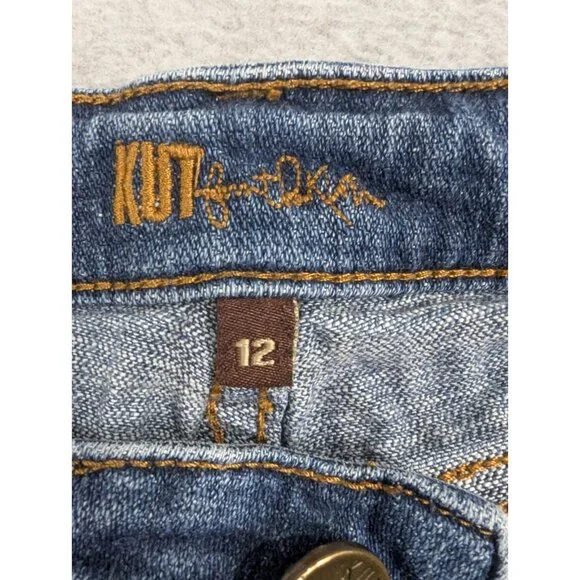 Kut from the Kloth Jeans Womens Size 12 Blue Amy Crop Straight Leg Rolled Cuffs - Picture 13 of 15